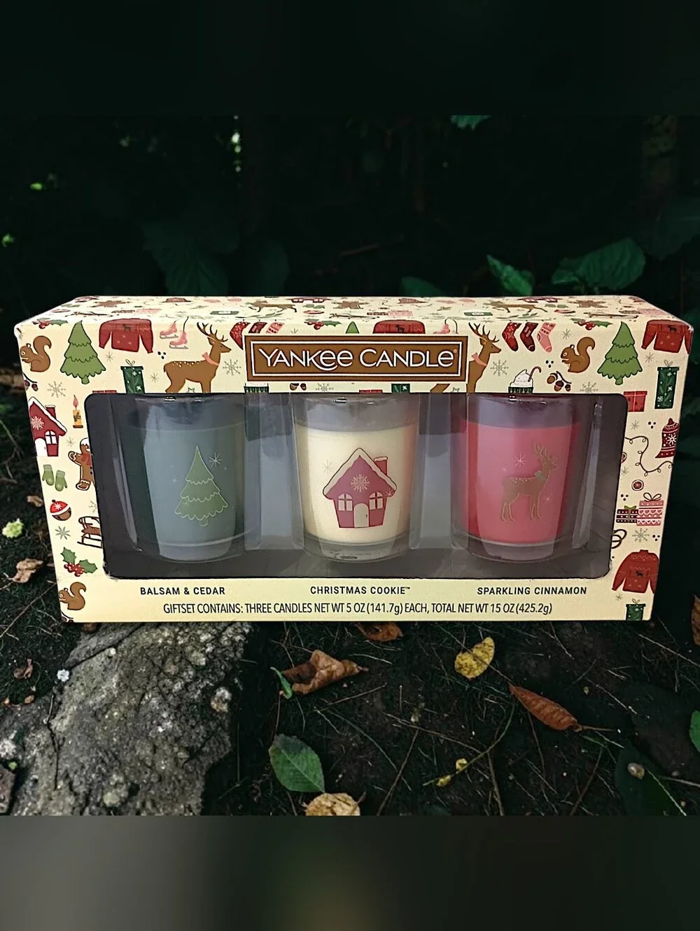 Yankee Candle‎ Holiday Gift Set 3 Piece Balsam Cedar Christmas Cookie Cinnamon